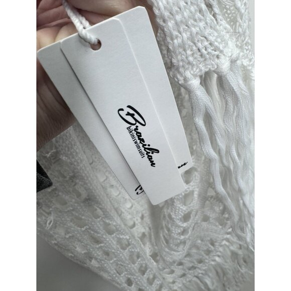 Brazilian Bikini Swimsuits White Crochet Swim Cover Skirt Size Medium NWT - Picture 5 of 8